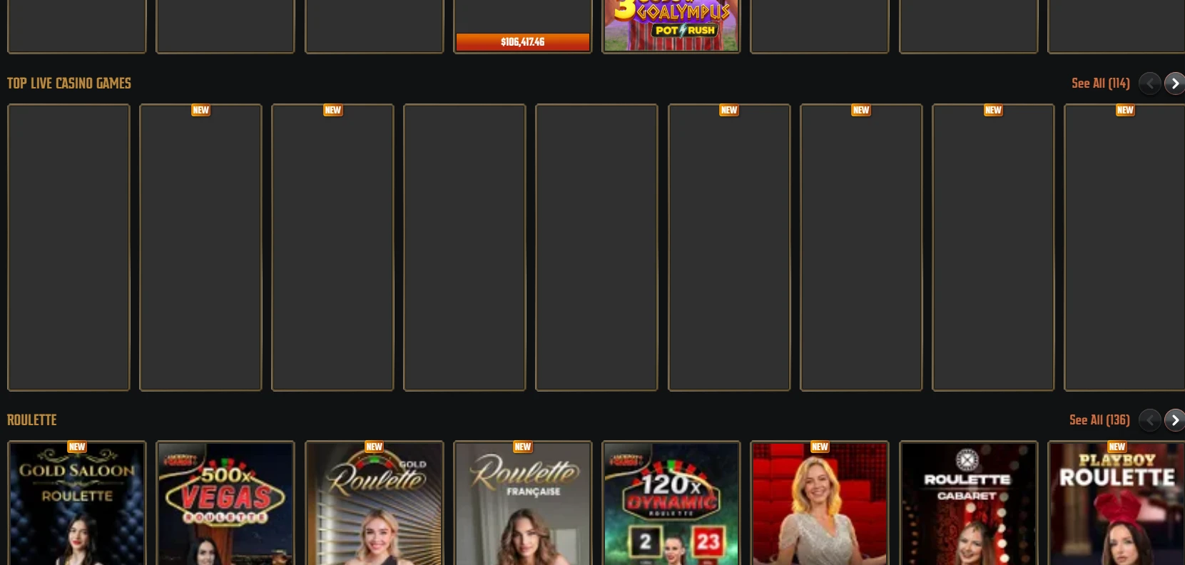 Gransino Casino banner προσφοράς μπόνους
